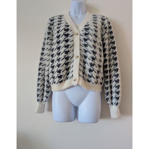 Willow & Wind Fuzzy Knit 2-pc Houndstooth Cardigan & Tank Set  Sz XS - Picture 9 of 9